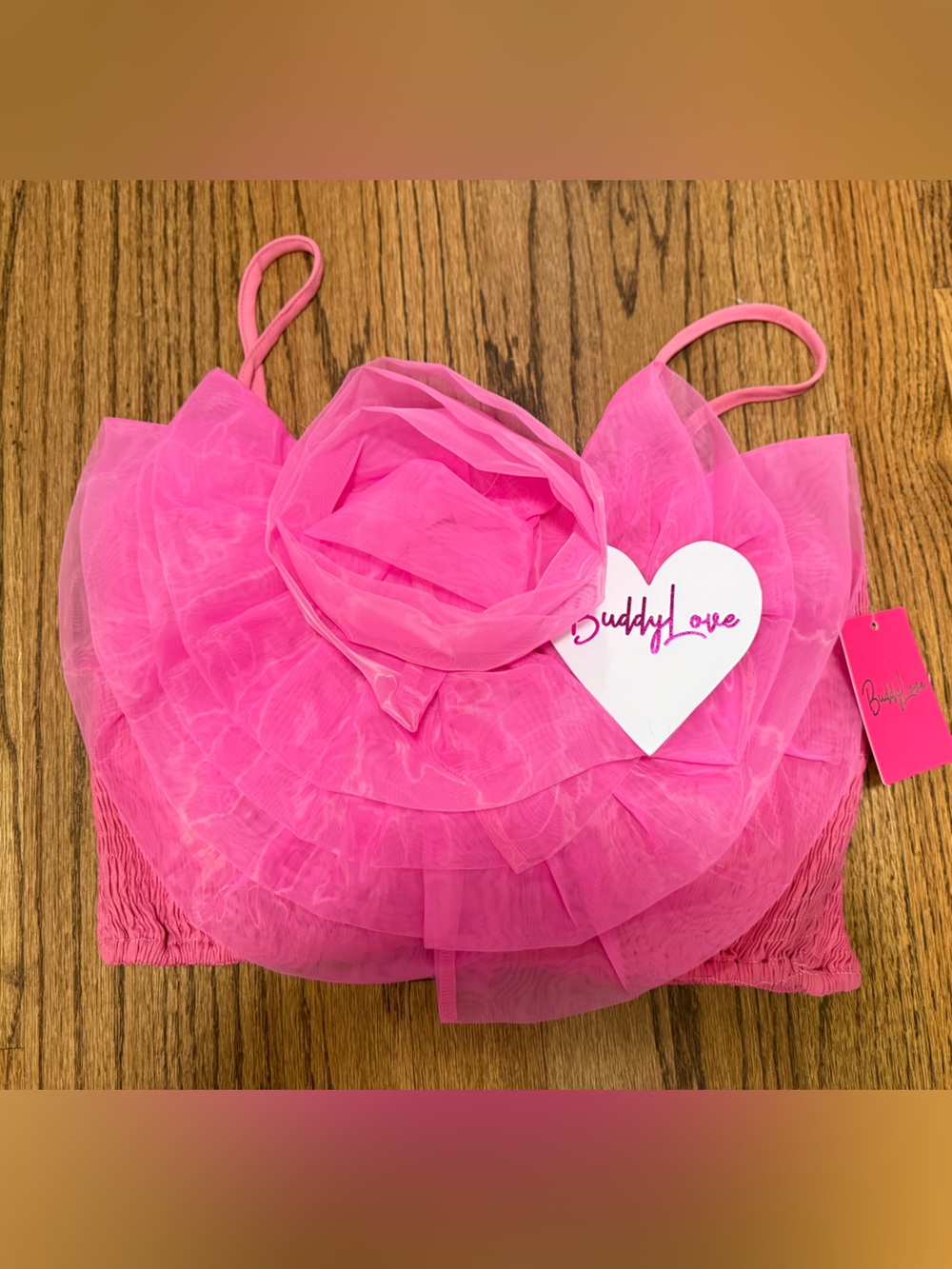 Buddy Love Hot Pink Ruffle Tulle Crop Top